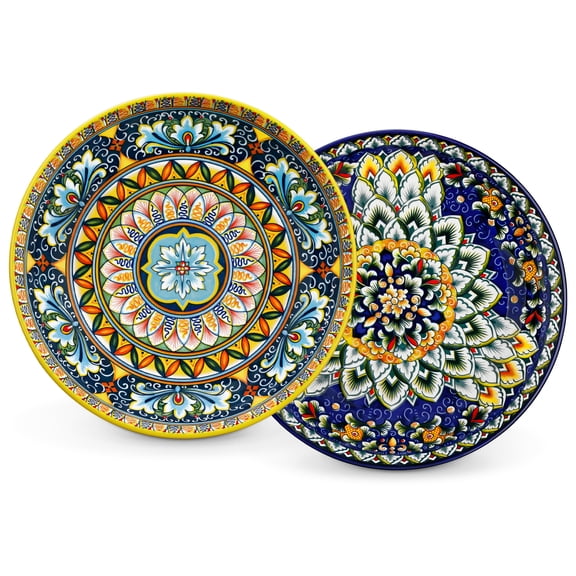 Malacasa Pasta Bowls, Ceramic Salad Bowls Set of 6, 42 oz Large Corlorful Serving Bowls for Kitchen, Dishwasher Microwave Safe Soup Bowls Set, Pasta Plates