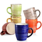 Vancasso Albero Mug Set of 6, Multicolour Ceramic Coffee Tea Cup Set, Rustic Chic Style (375ml/13 oz)