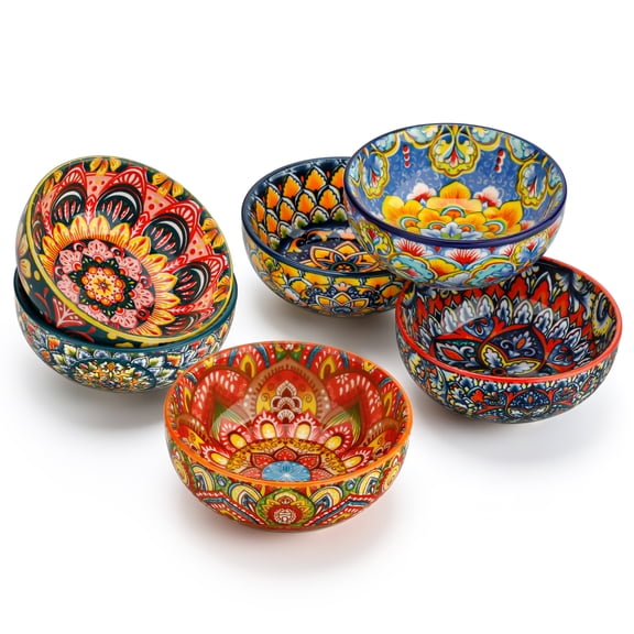 Vancasso Ceramic Dipping Sauce Bowls, Small 3 Inch Porcelain Condiment Dishes with Botanical Floral Pattern, Soy Sauce Pinch Bowl Prep Bowls, Microwave Dishwasher Safe, Series LUMI
