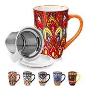 Vancasso Tea Mug with Infuser and Lid, 18 oz Loose Leaf Tea Cup with Strainer, Ceramic Coffee Mug for Tea, Coffee, Microwave & Dishwasher Safe, Series LUMI