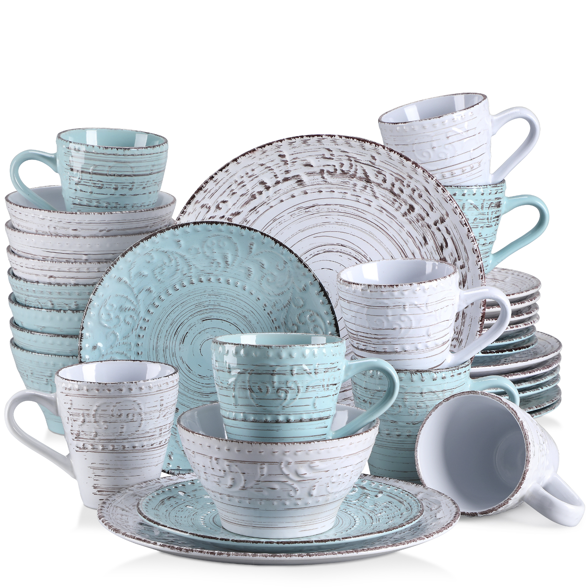 Vancasso Dinnerware Sets, Stoneware Dinner Set for 8, 32Piece Round