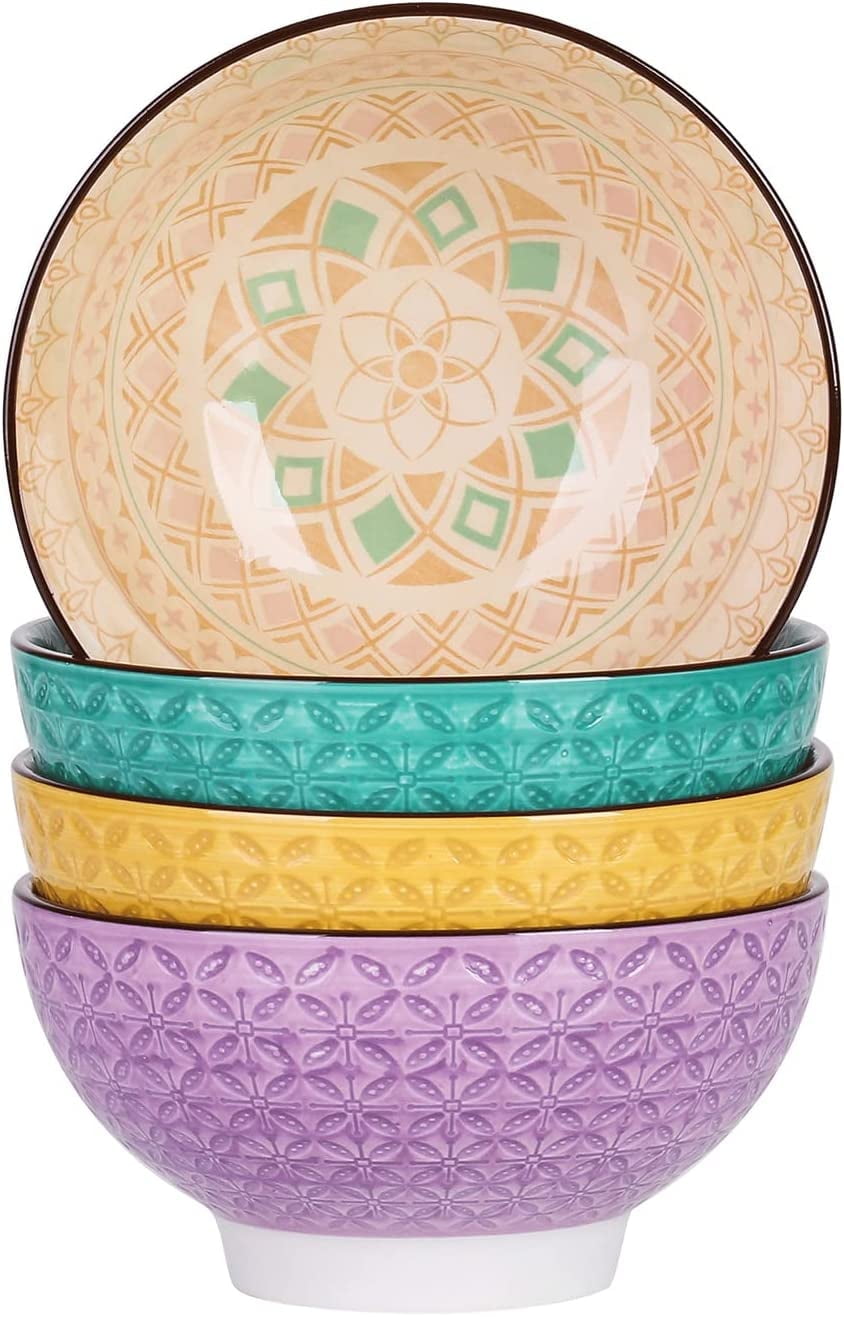 Vancasso Porcelain Dinnerware Sets, 4 Piece Multicolour Cereal Bowl Set ...