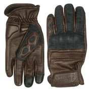 Vance Denim & Leather Motorcycle Gloves (Brown) with Mobile Phone Touchscreen