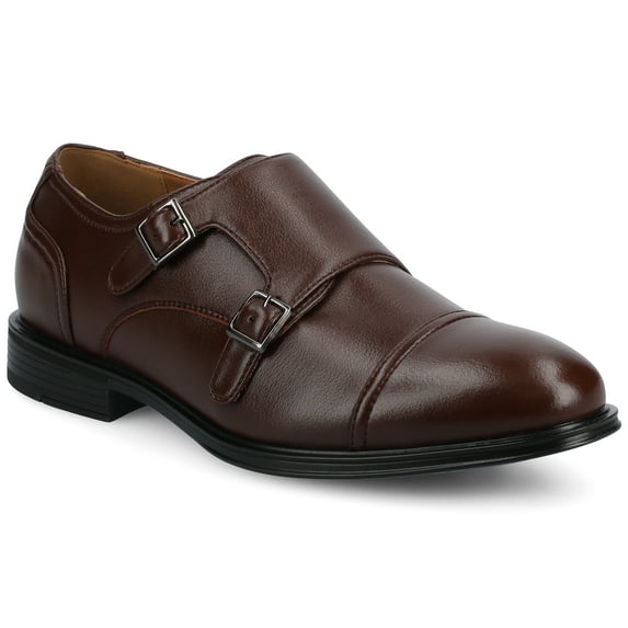 Vance Dillon Comfort Cap-toe Double Monk Strap Flexible Dress Shoe