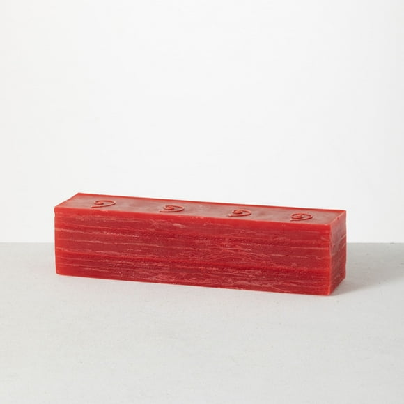 Vance Kitira 12.25" Layered Brick Candle, Red ,Scentless, Clean-Burning, Environmental Friendly