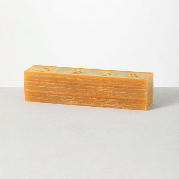 Vance Kitira 12.25" Layered Brick Candle, Yellow ,Scentless, Clean-Burning, Environmental Friendly