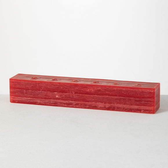 Vance Kitira 22.75" Layered Brick Candle, Red ,Scentless, Clean-Burning, Environmental Friendly