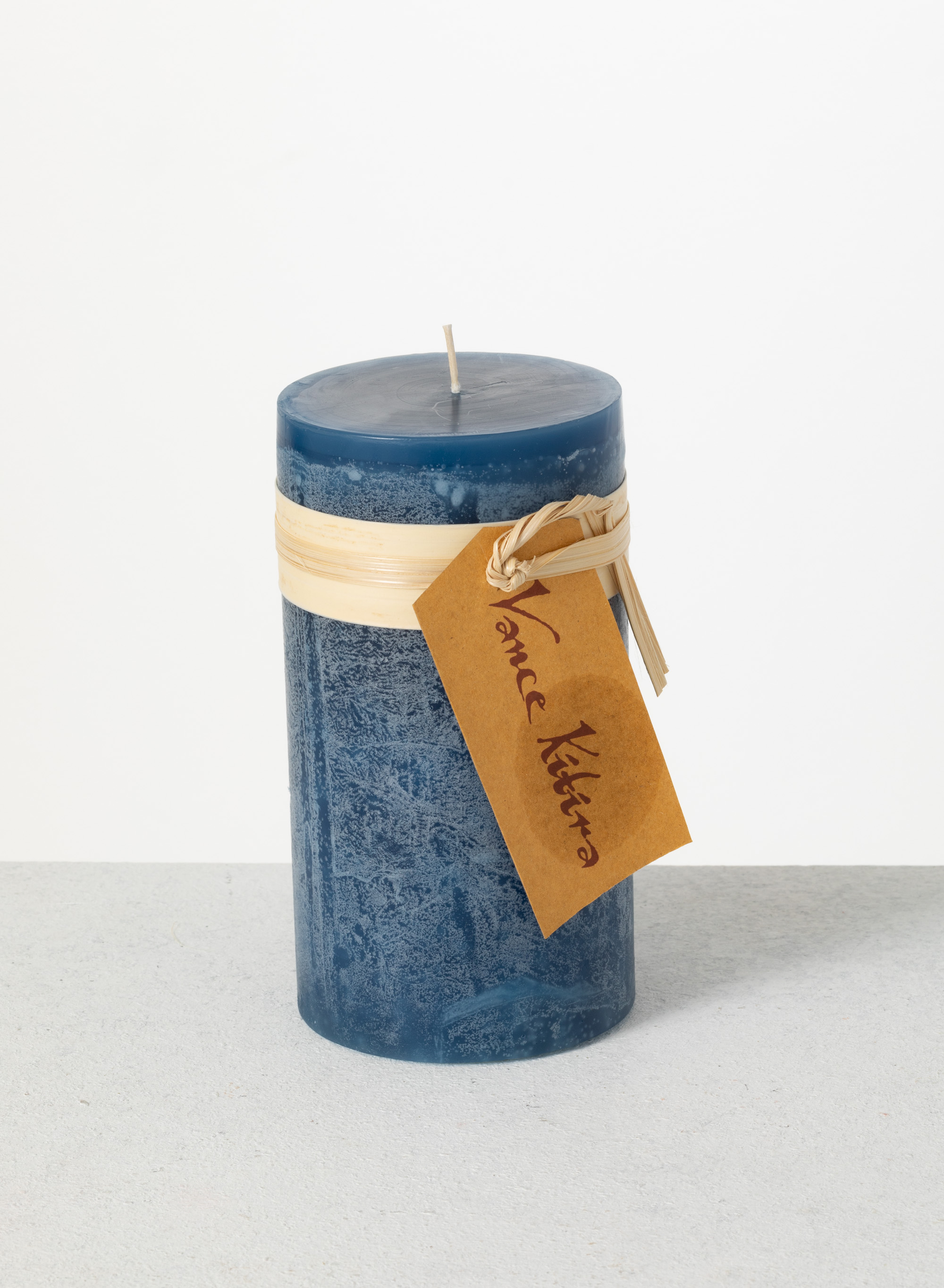 Vance Kitira 6" English Blue Timber Pillar Candle