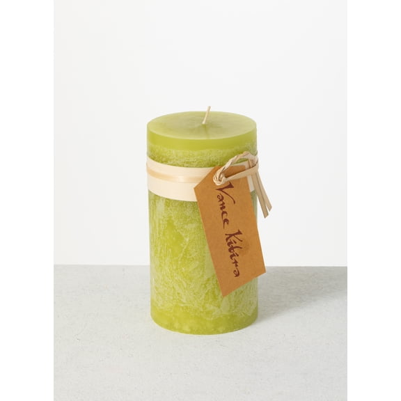 Vance Kitira 6" Green Grape Timber Pillar Candle ,Scentless, Clean-Burning, Environmental Friendly
