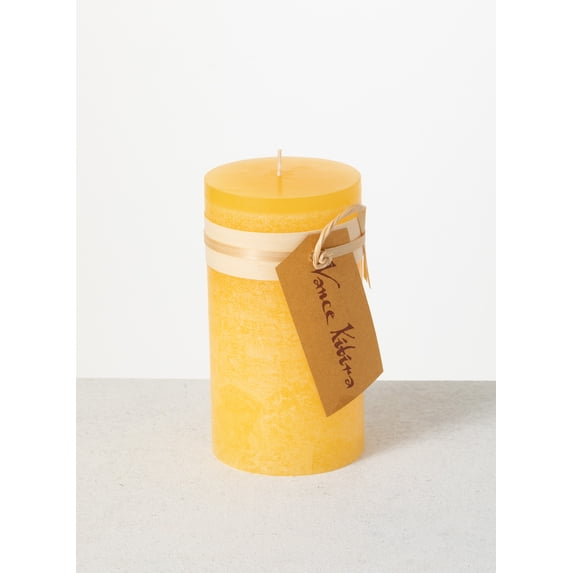 Vance Kitira 6" Pale Yellow Timber Pillar Candle