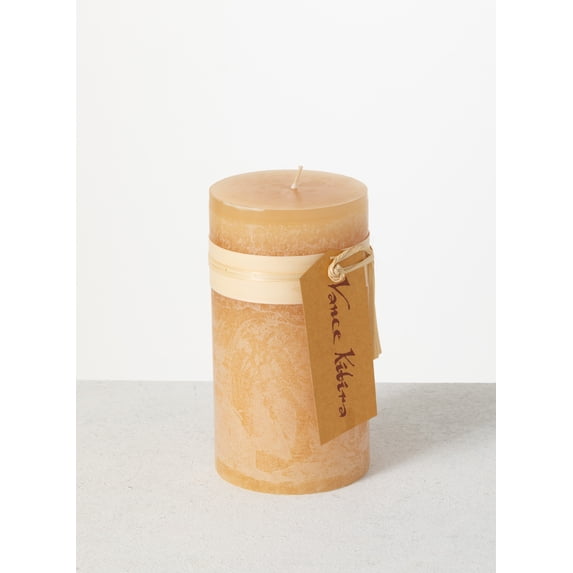 Vance Kitira 6" Sand Timber Pillar Candle ,Scentless, Clean-Burning, Environmental Friendly