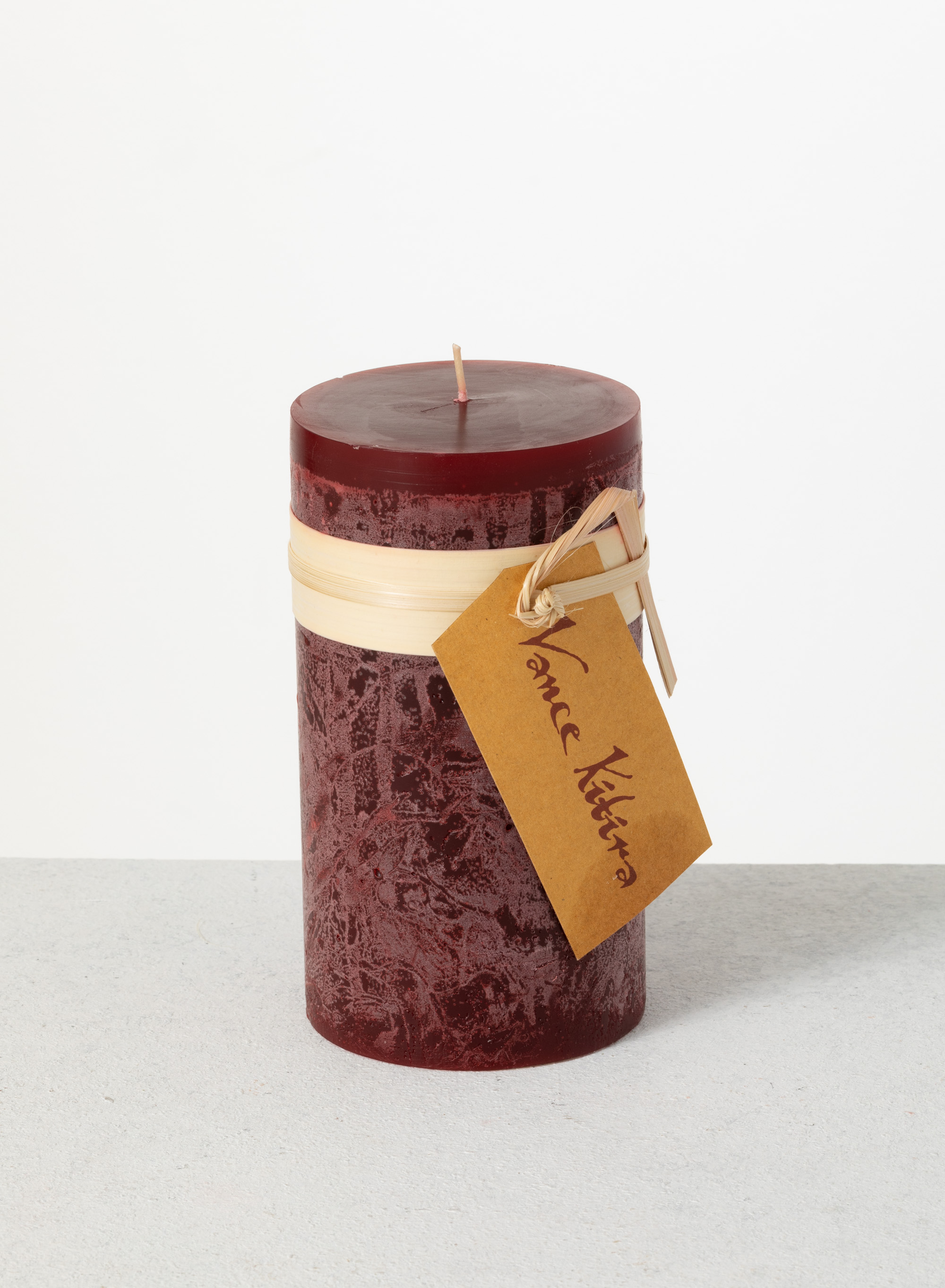 Vance Kitira 6" Wine Timber Pillar Candle