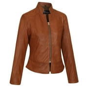 Vance Leathers 'Maya' Ladies Premium Soft Lightweight Brown Fitted Motorcycle Leather Jacket