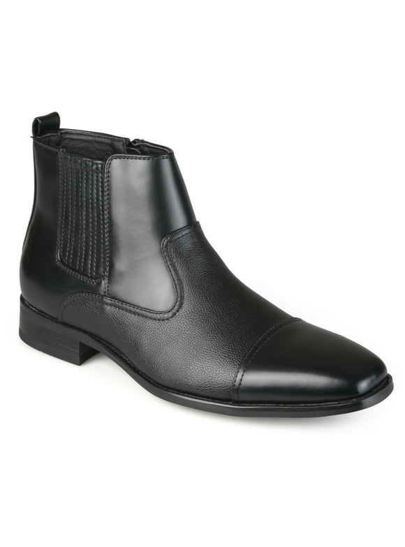 Vance Mens Alex Zip-up Cap Toe Dress Boot, Widths Available