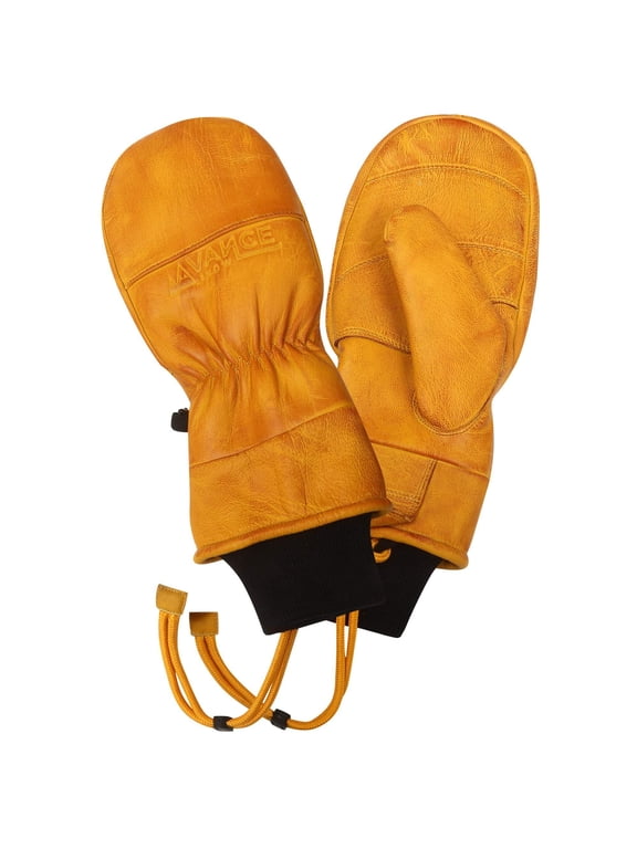 Vance Snow Goatskin Leather Waterproof Insulated Ski and Snowboard Mittens, Natural Tan