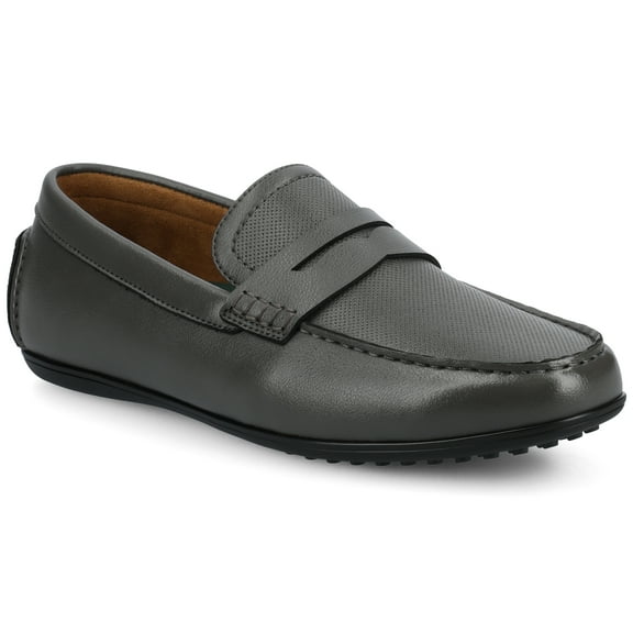 Vance Mens Yates Comfort Perforated Slip-on Flexible Driving Penny Loafer, Widths Available