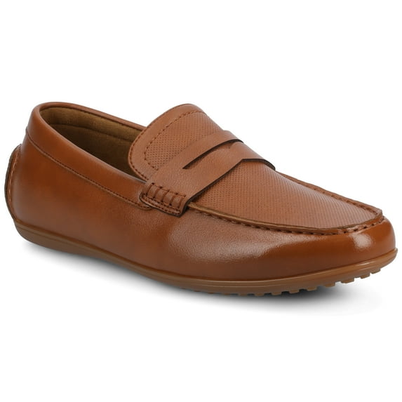 Vance Mens Yates Comfort Perforated Slip-on Flexible Driving Penny Loafer, Widths Available
