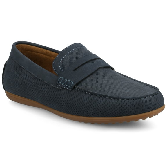 Vance Mens Yates Comfort Perforated Slip-on Flexible Driving Penny Loafer, Widths Available