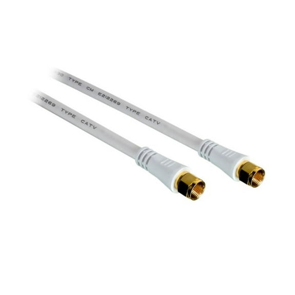 Vanco 0002-1268 Rg6 F Type Plug To F Type Plug Coaxial Cable 6' White Bulk