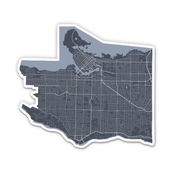 Vancouver Canada City Map - 8" Vinyl Sticker - For Car Laptop I-Pad - Waterproof Decal