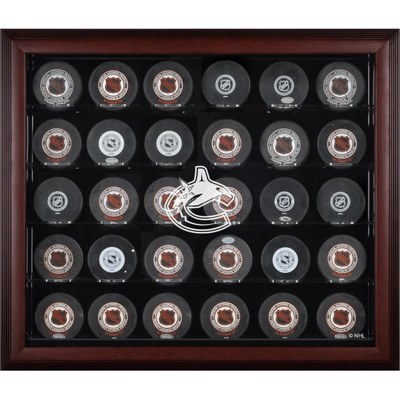 Vancouver Canucks 30-Puck Mahogany Display Case
