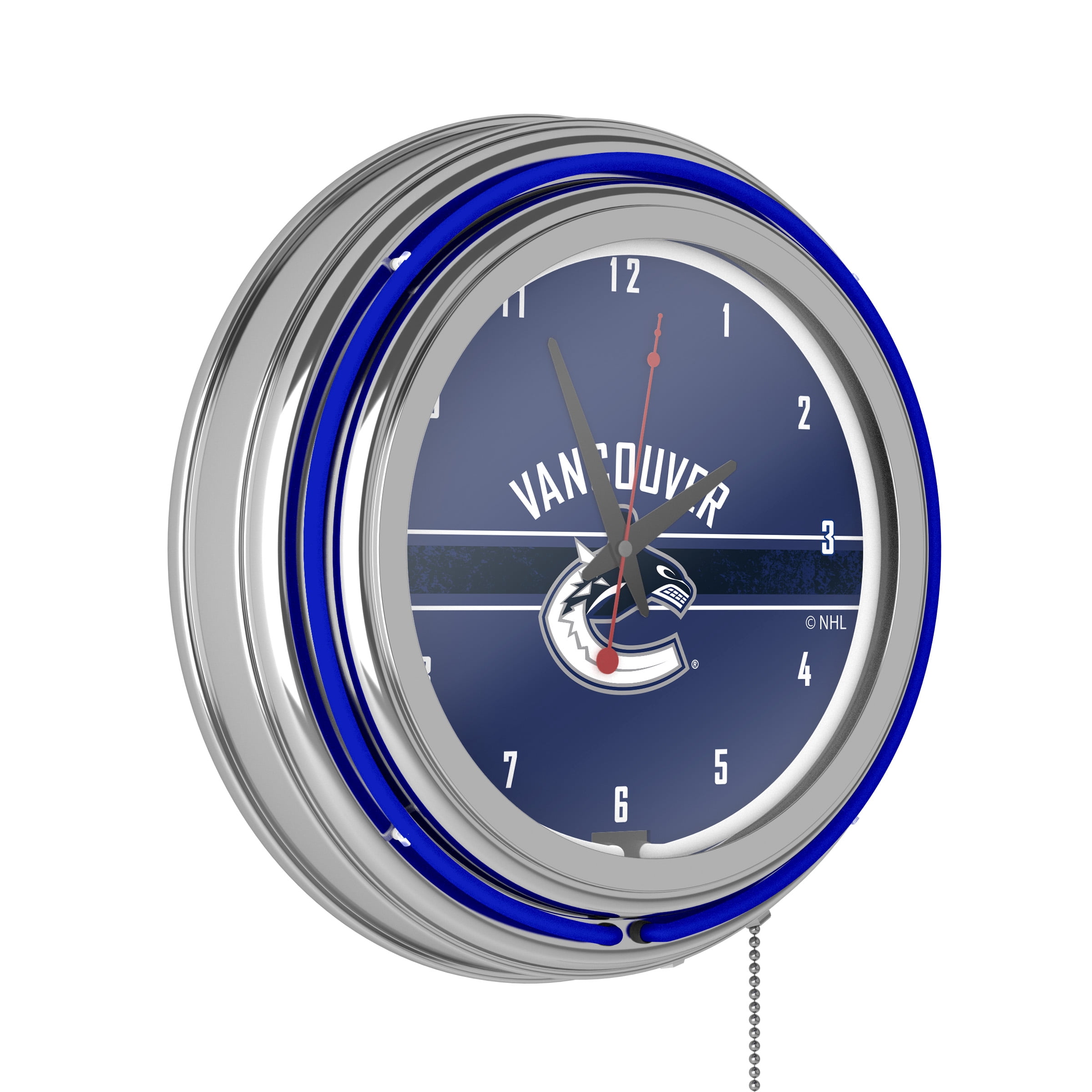 Vancouver Canucks Logo Retro Neon Analog Wall Clock with Pull Chain ...