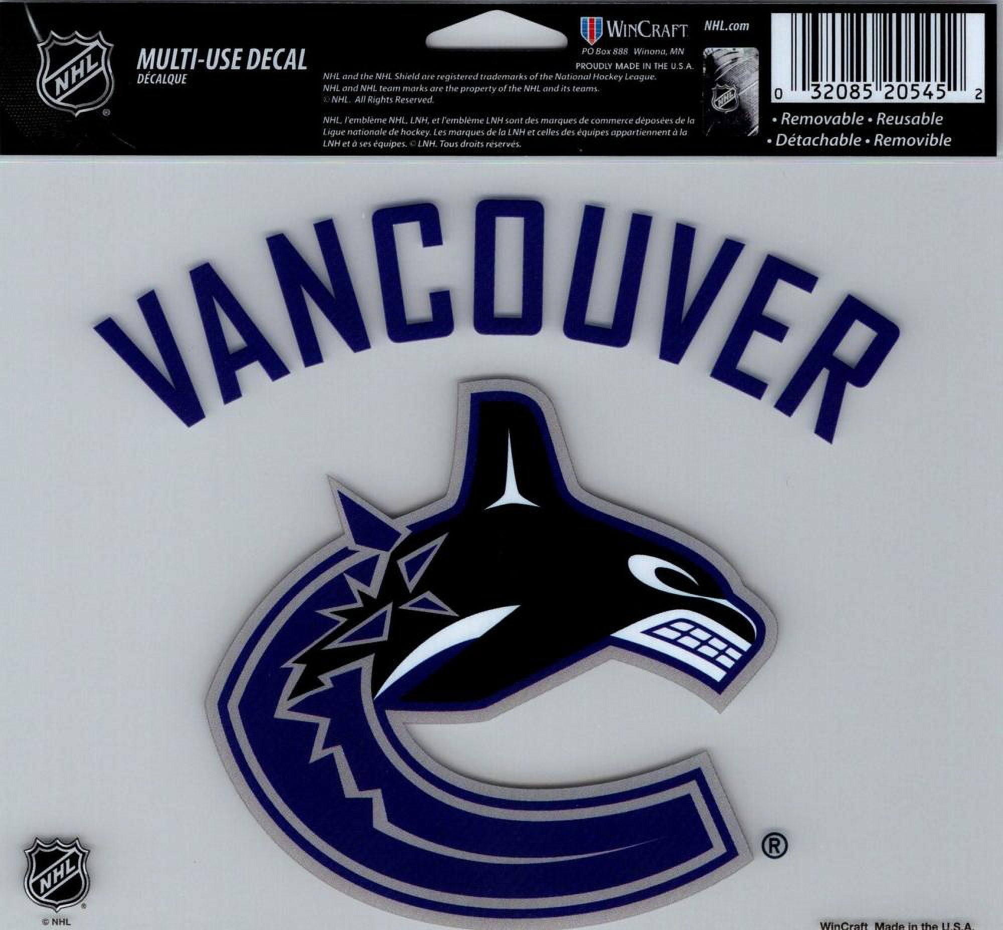 Vancouver Canucks MultiUse Decal Sticker 5"x6" Clear Back