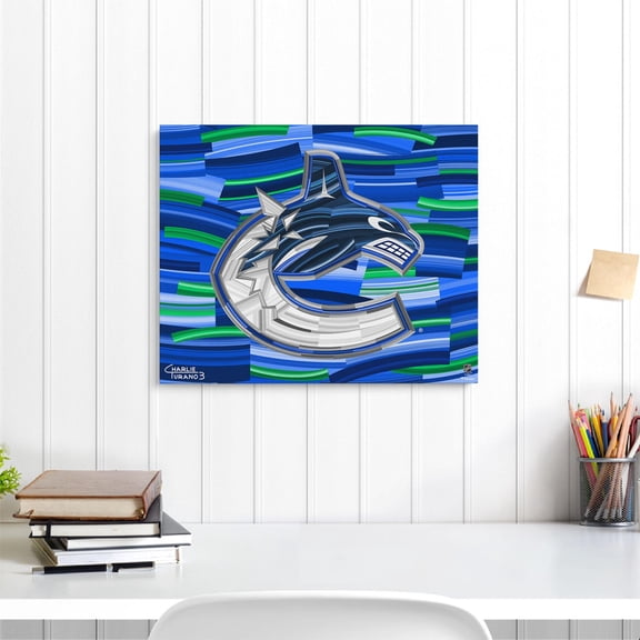 Vancouver Canucks Stretched 16" x 20" Embellished Canvas Giclee Print - Art by Charlie Turano III