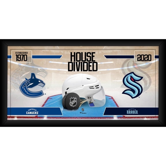 Vancouver Canucks vs. Seattle Kraken Framed 10" x 20" House Divided Hockey Collage