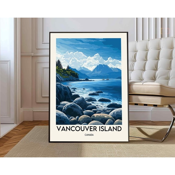 Vancouver Island Canada Orca Nature Wall Art Illustration Artwork, Unframed Paper Poster 8x10in