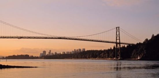 Vancouver Lions Gate Bridge Canvas Art - Panoramic Images (25 x 12)