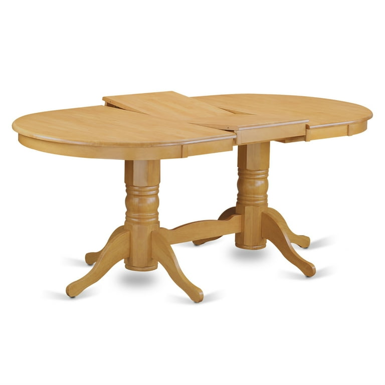 Vancouver Oval Double Pedestal Dining Table Classic Style High Quality Asian Solid Wood Oak Finish 17 Extendable Leaf