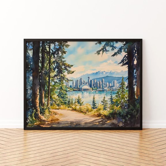 Vancouver Painterly Travel Landscape Wall Decor Unframed Paper Print