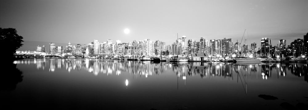 Vancouver Skyline British Columbia Canada Canvas Art - Panoramic Images (13 x 36)