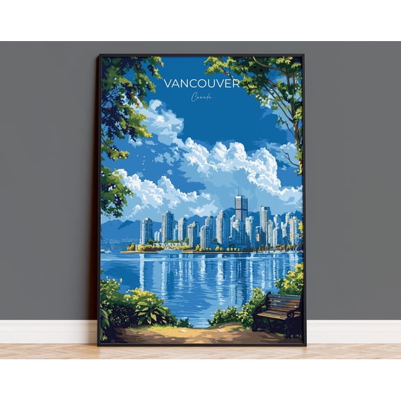 Vancouver Travel Poster, Travel Print of Vancouver, Canada British Columbia Gift, Vancouver Art Lovers Gift, Canada Gift Art, Wall Art Print, 24x36 UNFRAMED