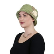 Vancouver Verve Combed Cotton Cloche Hat Chemo Headwear 50+ UPF Sun Protection (Olive Combo)