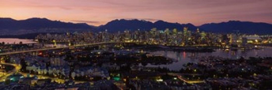 Vancouver at Dusk British Columbia Canada Canvas Art - Panoramic Images (36 x 12)