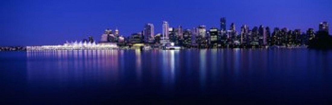 Vancouver skyline at night British Columbia Canada 2013 Canvas Art - Panoramic Images (18 x 6)