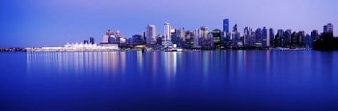 Vancouver skyline at night British Columbia Canada 2013 Canvas Art - Panoramic Images (36 x 12)