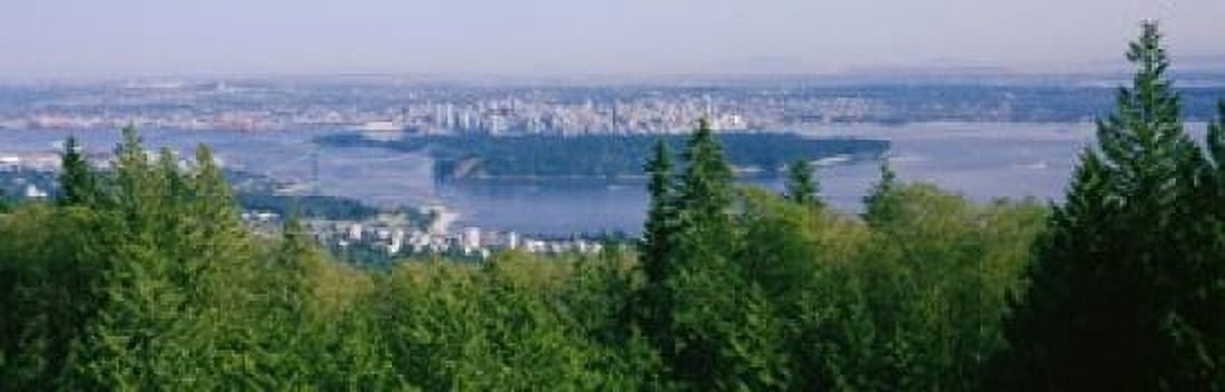 Vancouver viewed from from a far British Columbia Canada Canvas Art - Panoramic Images (18 x 6)