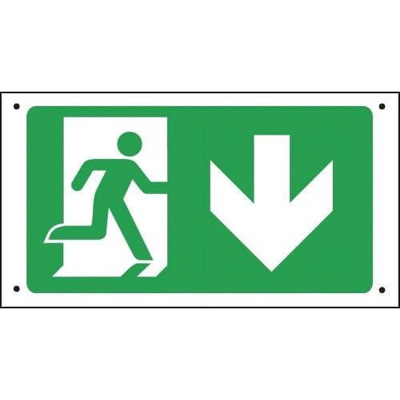 Vandal-Proof Fire Exit Down Arrow Running Man Sign Safety Signs Specialist Signs Vandal Resistant Signs Metal Sign Tin Sign 8x12 Inch