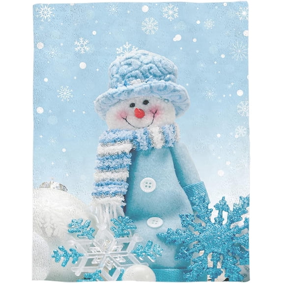 Vandarllin Christmas Snowman Blankets, Winter Holidays Soft Fleece Blanket Decorative for Home Sofa Couch Chair Living Bedroom,40x50 inches, Grey Blue