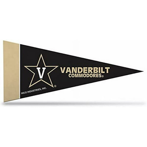 Vanderbilt 8 Pack Mini Pennants - 8 Pennants Per Pack - Licensed By Rico - 4" x 9"