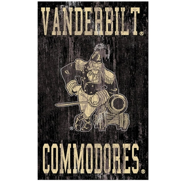 Vanderbilt Commodores College Vault 11'' x 19'' Heritage Distressed Logo Sign