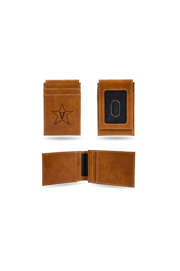 Vanderbilt Commodores Laser Engraved Brown Front Pocket Wallet/Money Clip