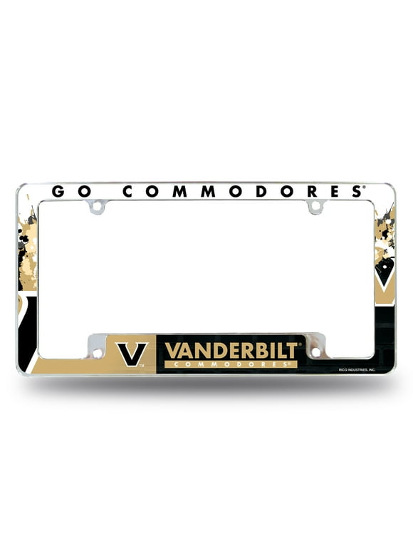 Vanderbilt Commodores Primary 12" x 6" Chrome All Over Automotive License Plate Frame for Car/Truck/SUV