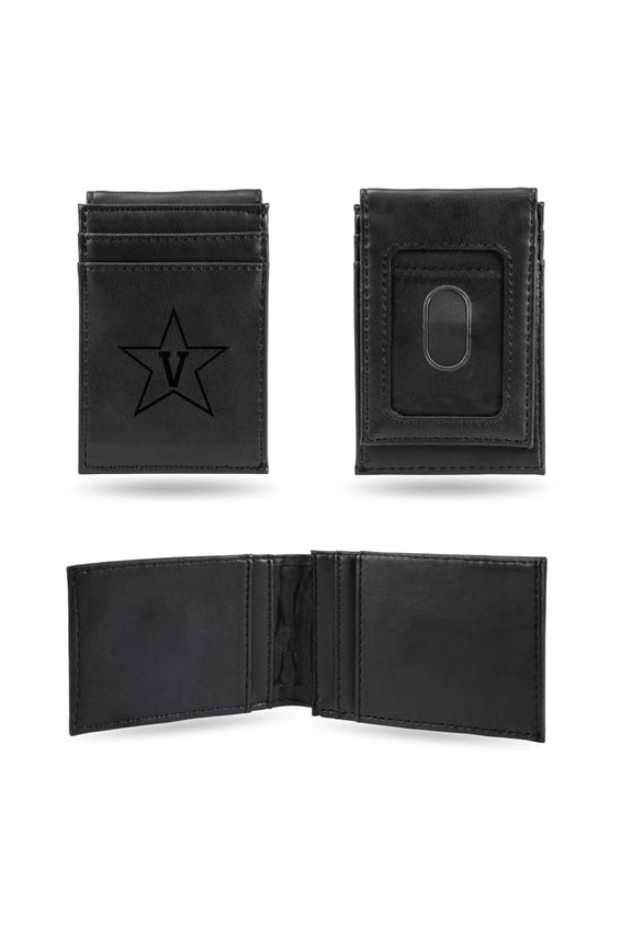 Vanderbilt NCAA Commodores Black Money Clip Front Pocket Slim Wallet