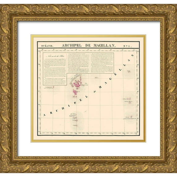 Vandermaelen 28x26 Gold Ornate Wood Framed with Double Matting Museum Art Print Titled - Archipel de Magellan Japan - Vandermaelen 1827