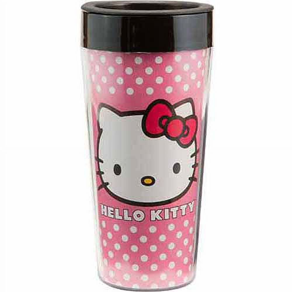 Hello Kitty By Sanrio White Polka Dot Pink Double Wall Tumbler w
