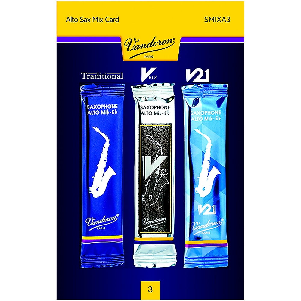 Vandoren Alto Saxophone Mix Card; Includes 1 each Traditional, V12 and V21 3